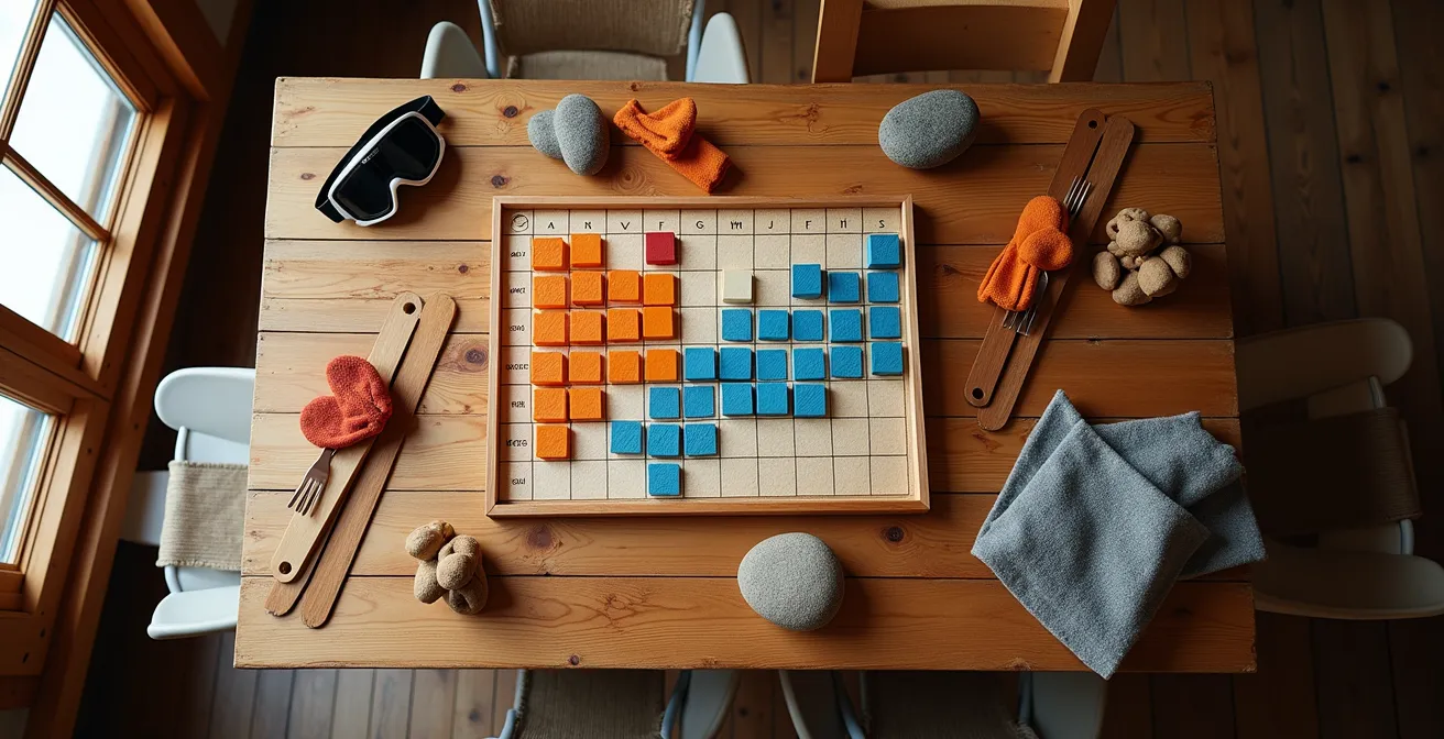 Planning visuel d'alternance entre demi-pension et repas libres sur deux semaines