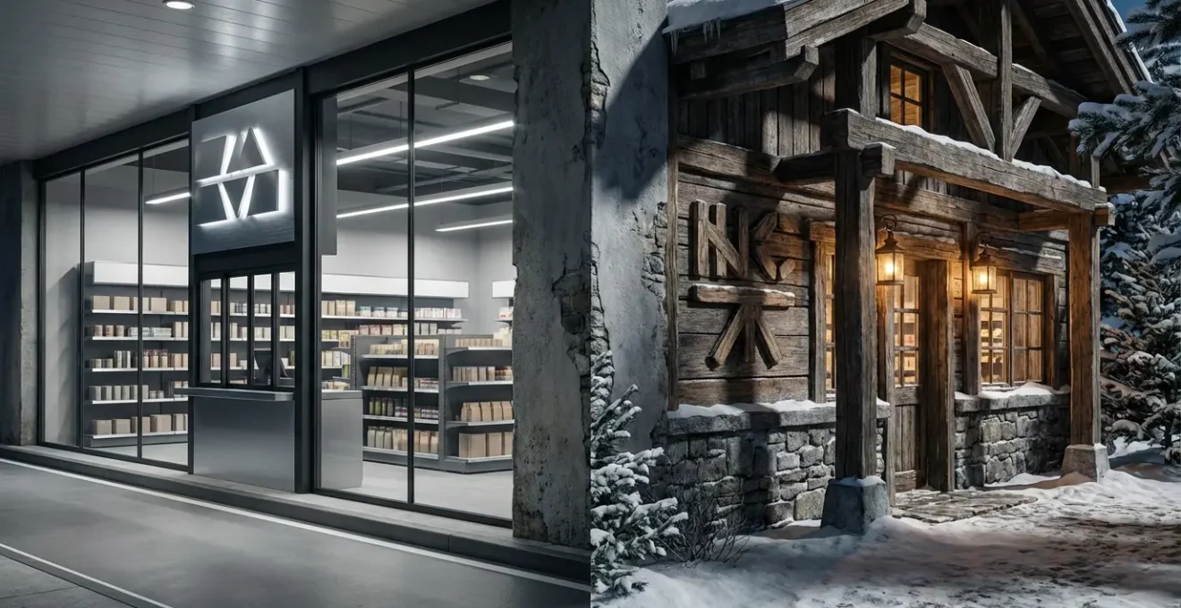 Vue comparative entre un drive de vallée et une supérette de station de ski