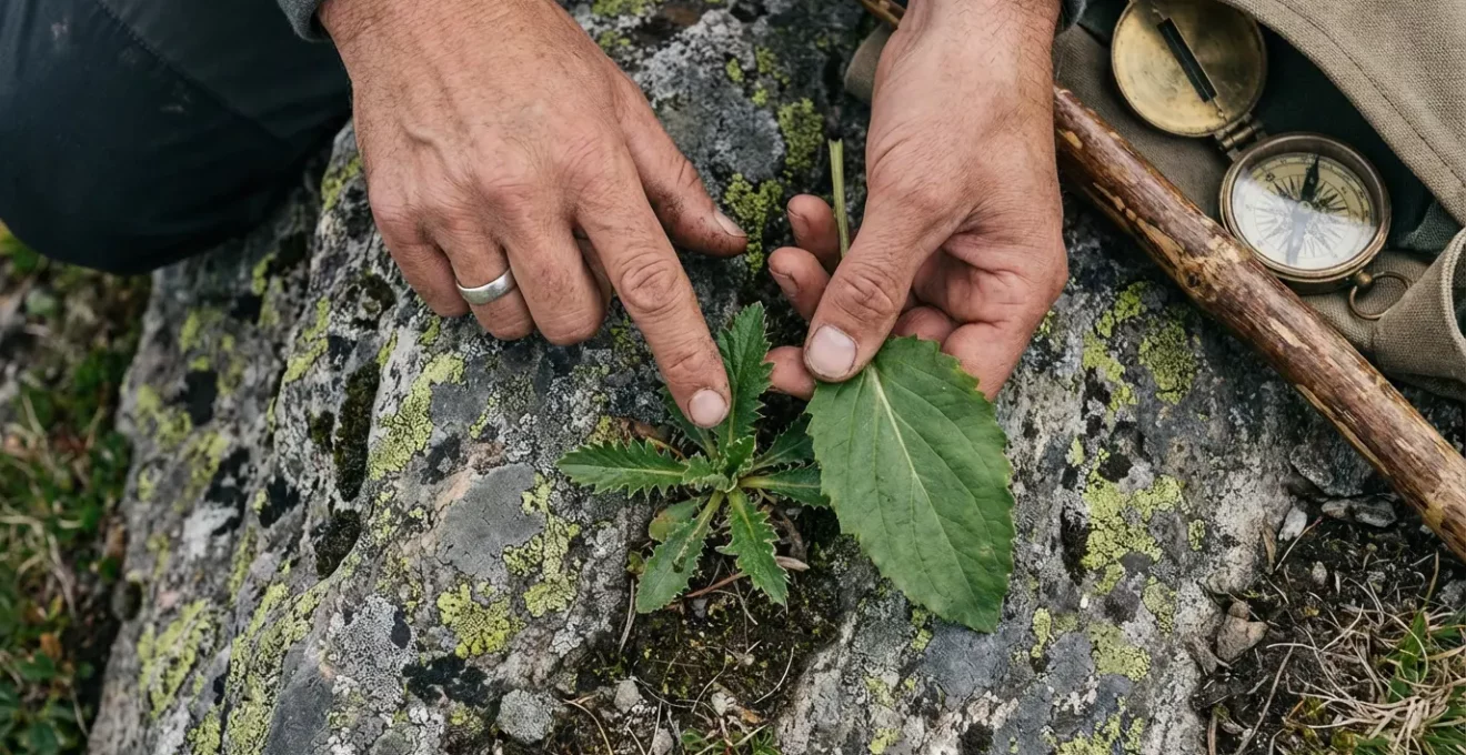 Comparaison visuelle entre feuilles de Gentiane jaune et Vératre blanc pour identification sécurisée
