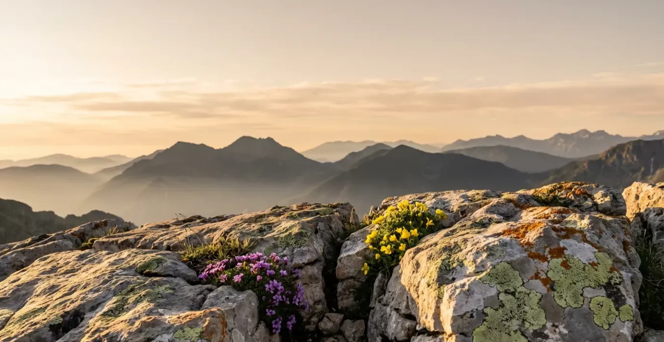 Observation respectueuse de fleurs endémiques des Pyrénées dans leur habitat naturel montagnard