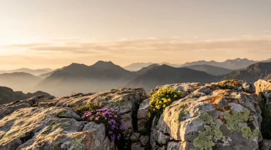 Observation respectueuse de fleurs endémiques des Pyrénées dans leur habitat naturel montagnard