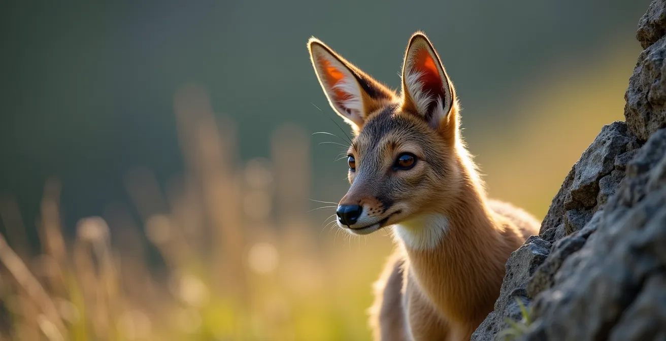 Isard en posture d'alerte scrutant attentivement son environnement montagnard